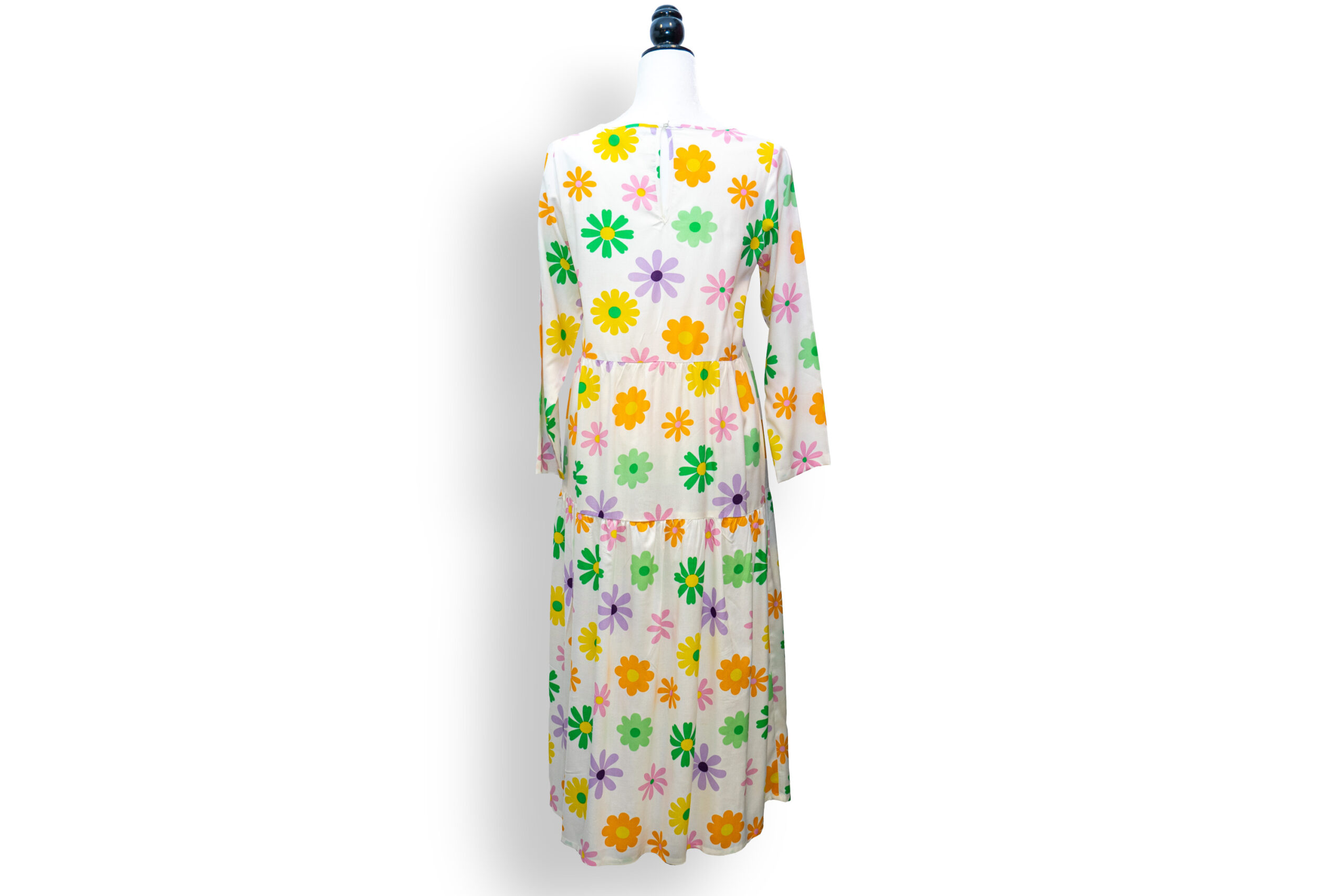Vestido flores suelto manga larga, viscosa